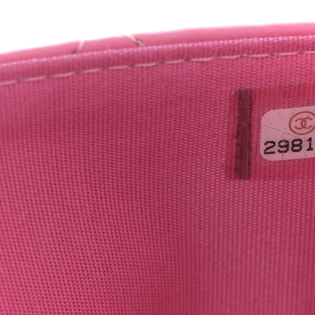 Chanel Lambskin Quilted CC Pearl Crush Wallet on Chain WOC Pink