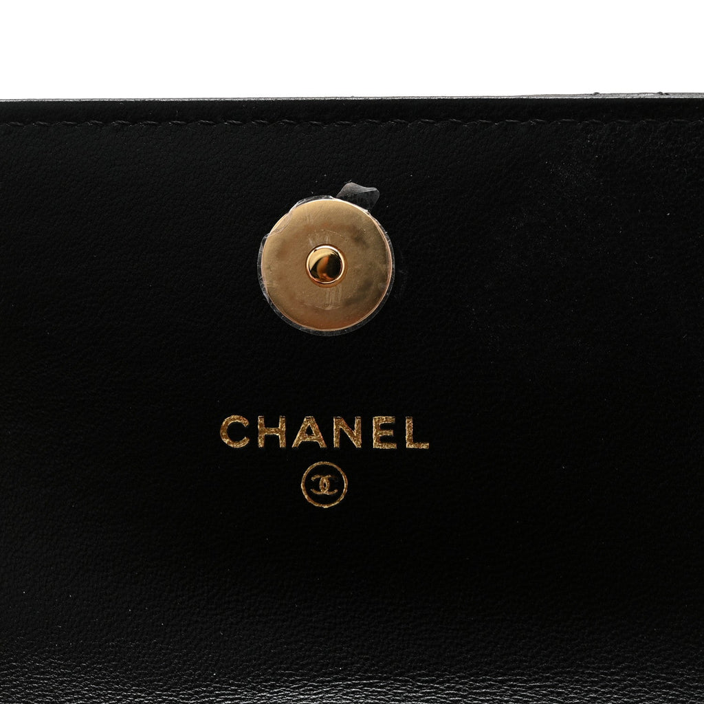 Chanel Lambskin Quilted CC Hook Card Holder Black