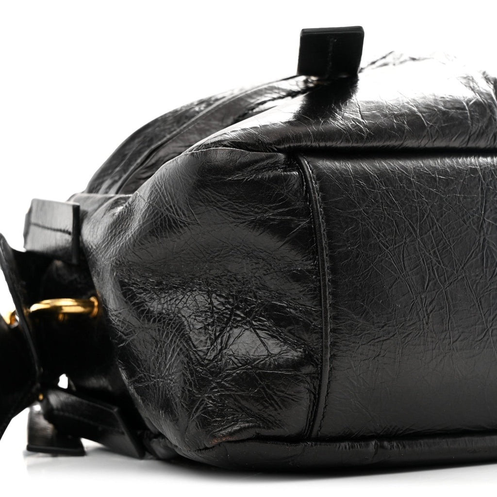 Christian Dior Crinkled Calfskin Small Grand Tour Bowling Bag Black
