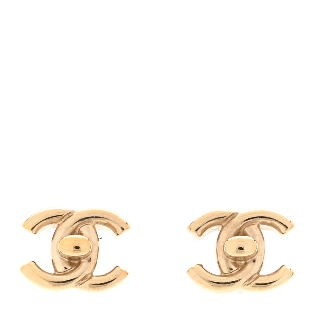 Metal CC Turnlock Earrings Gold