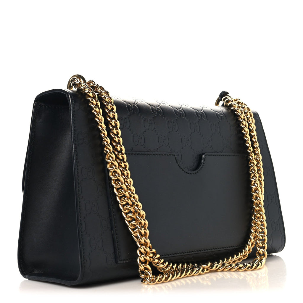 Gucci Guccissima Medium Padlock Shoulder Bag Black