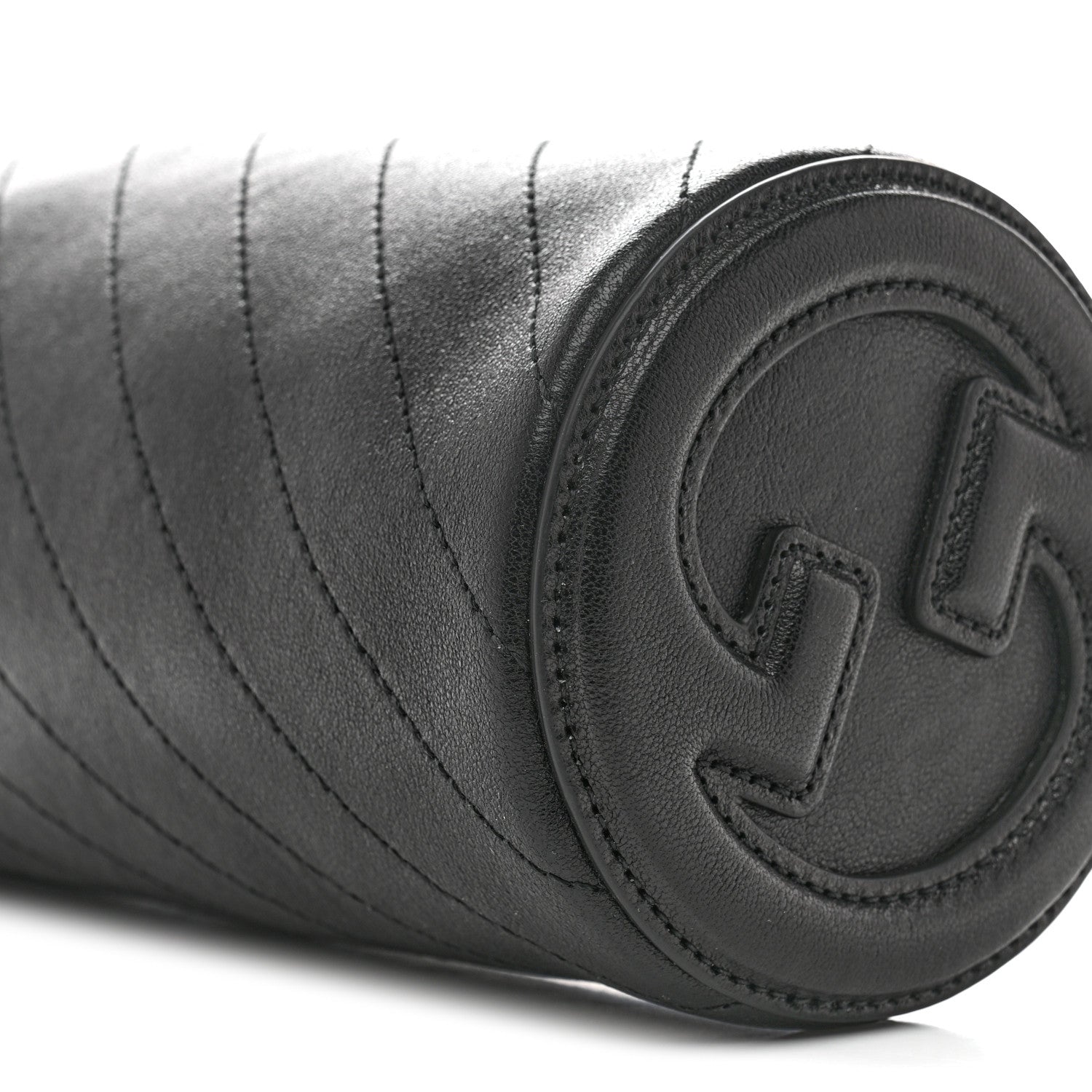Gucci Sakai Be Green Calfskin Diagonal Stitched Mini Blondie Barrel Shoulder Bag Black