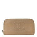 Caviar Large Timeless CC Zip Around Wallet Beige