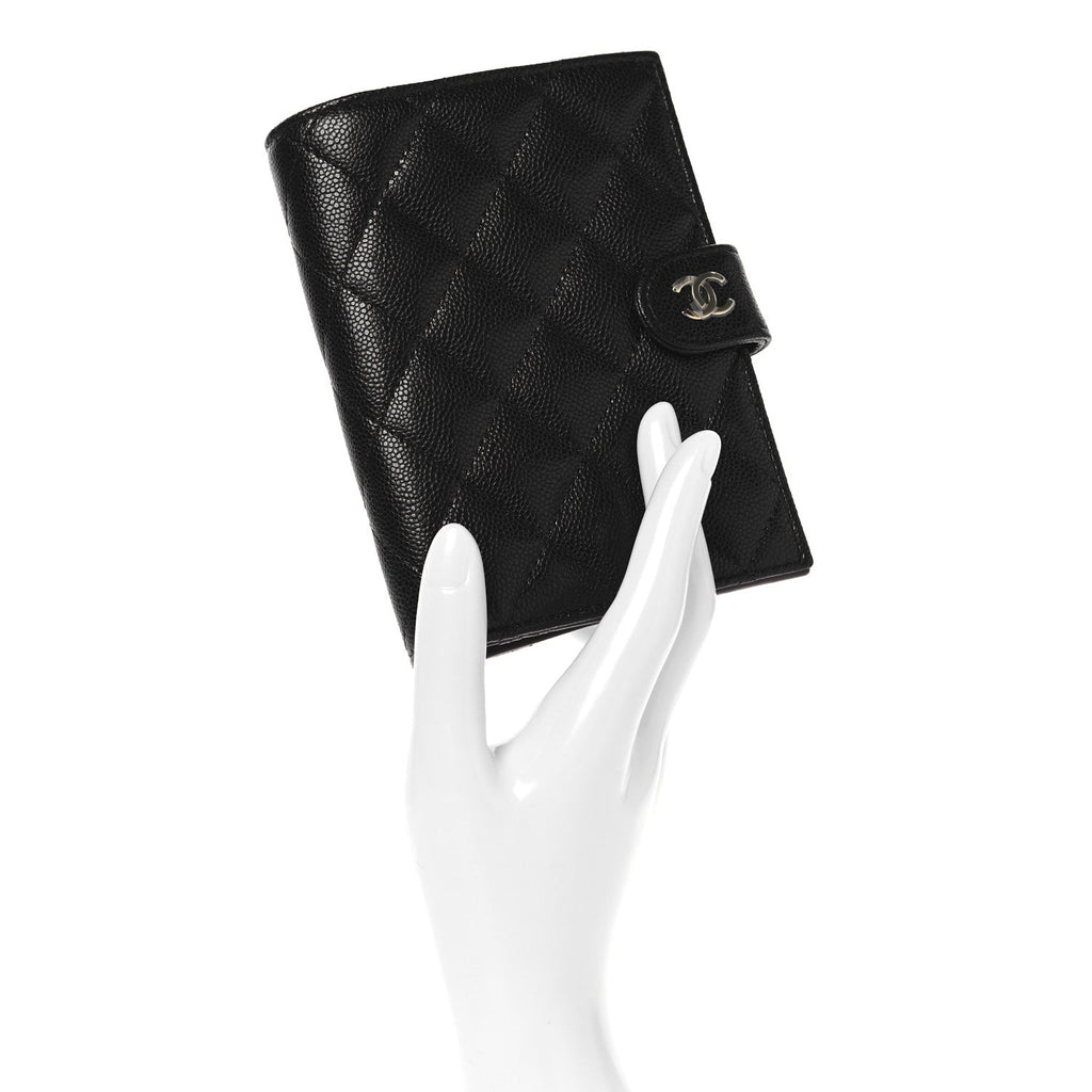 Caviar Quilted Passport Holder Black