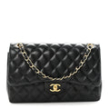 Chanel Lambskin Quilted Jumbo Double Flap Black
