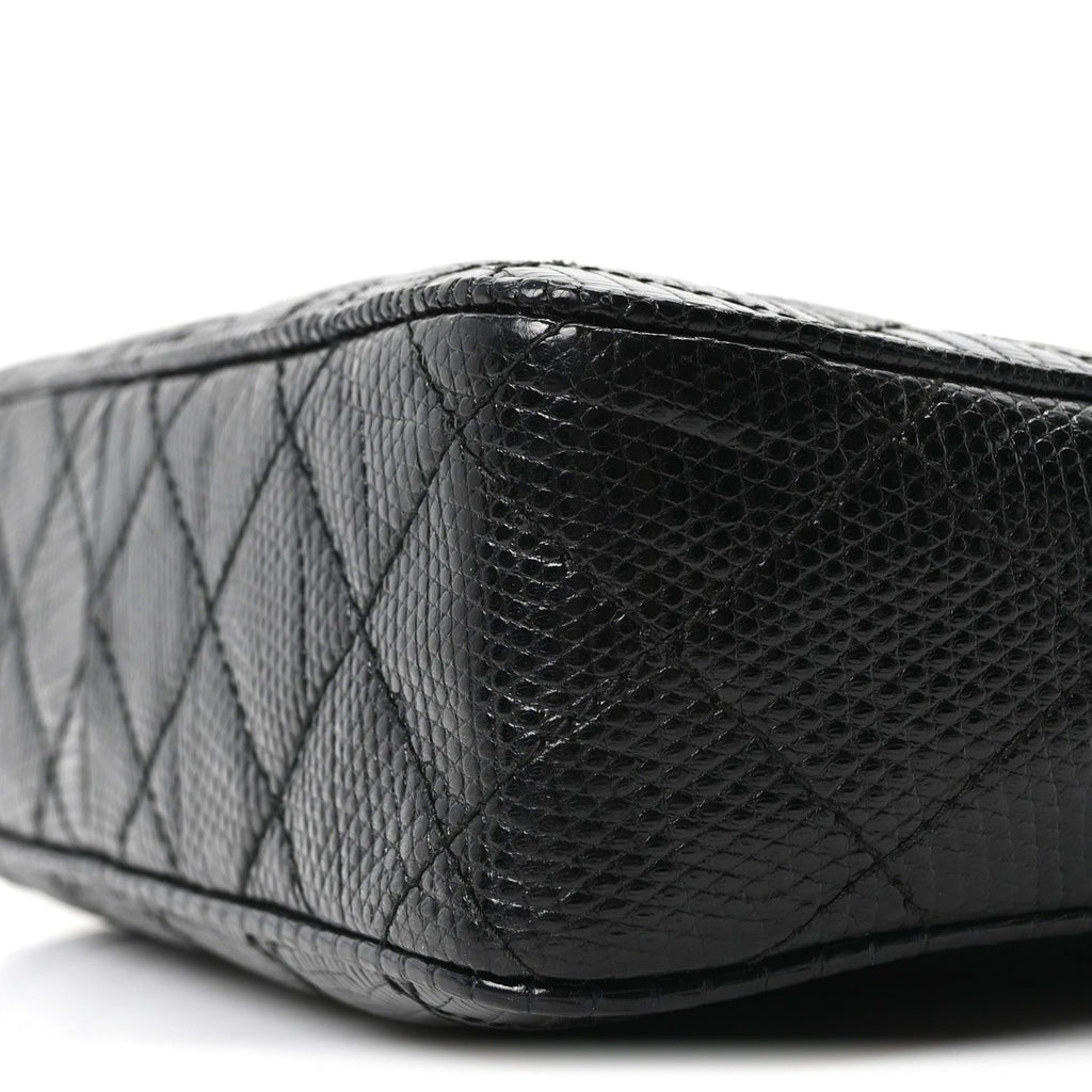 Chanel Lizard Quilted Small Tassel Camera Case Black