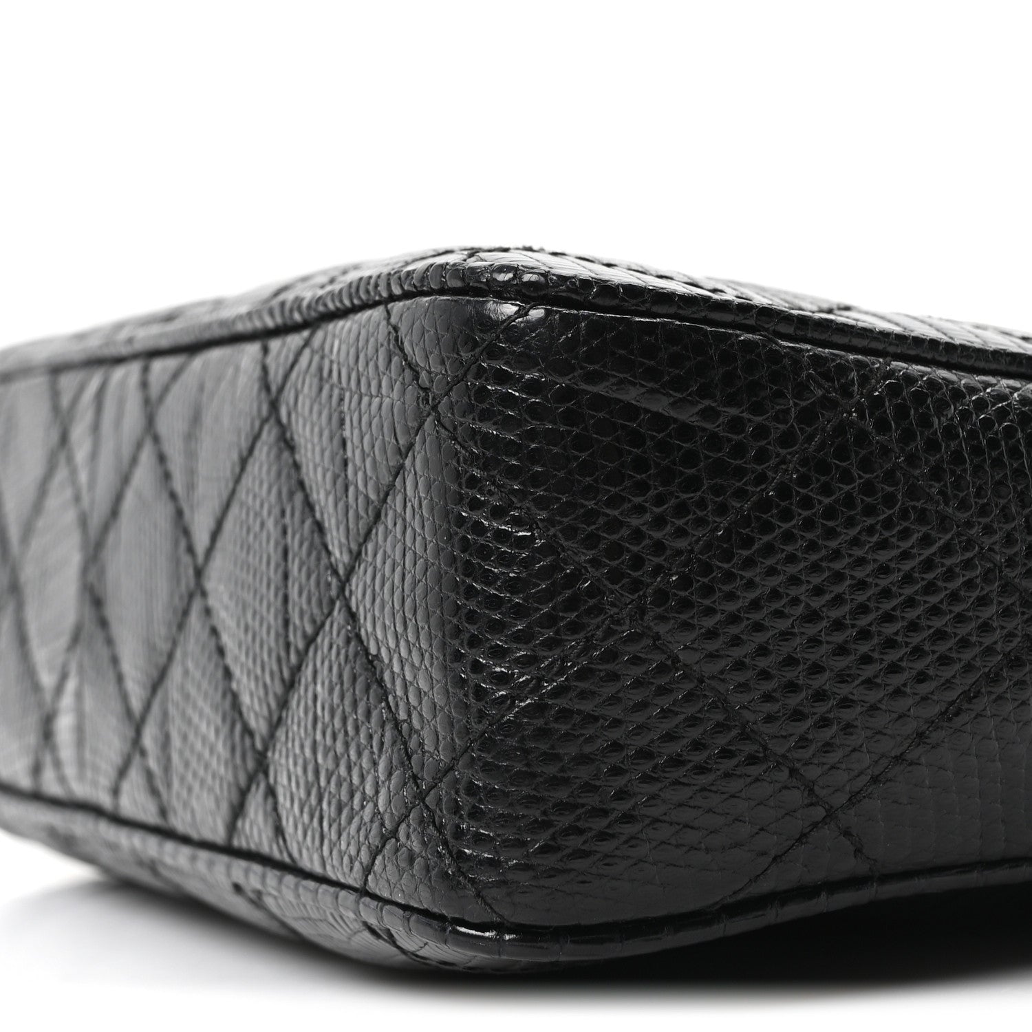 Chanel Lizard Quilted Small Tassel Camera Case Black