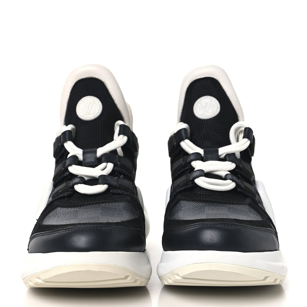 Louis Vuitton Calfskin Technical Nylon Damier Graphite LV Archlight Sneakers 36 Black White