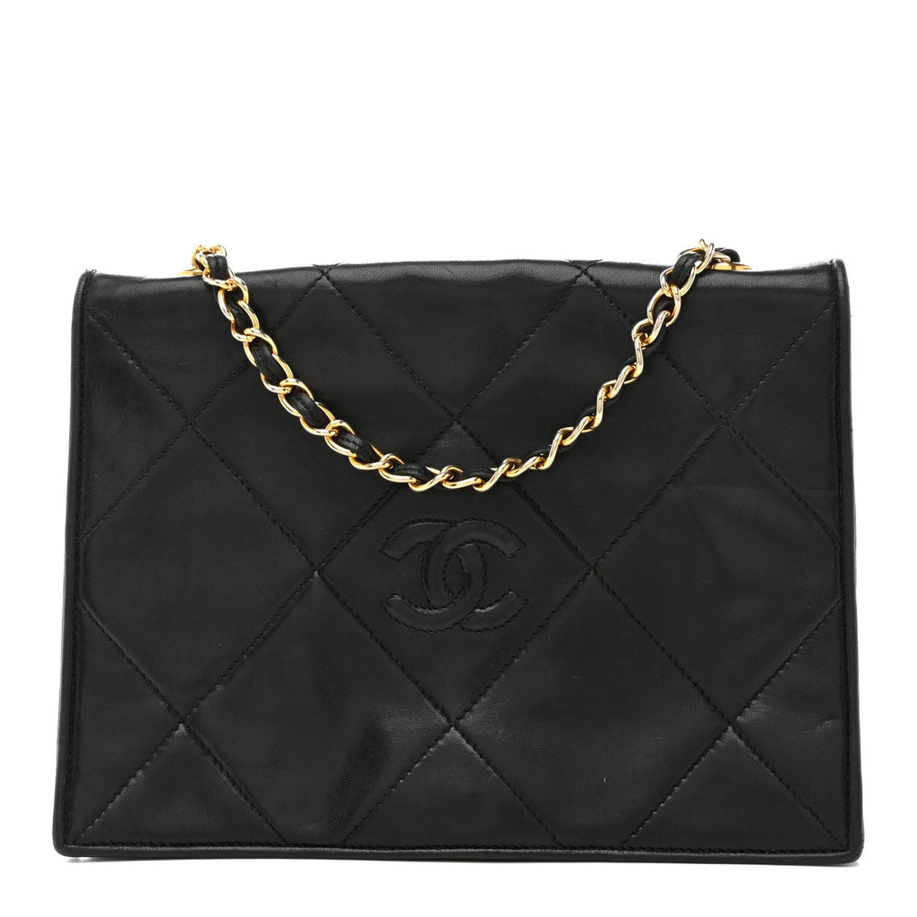 Chanel Lambskin Quilted Diamond CC Flap Black