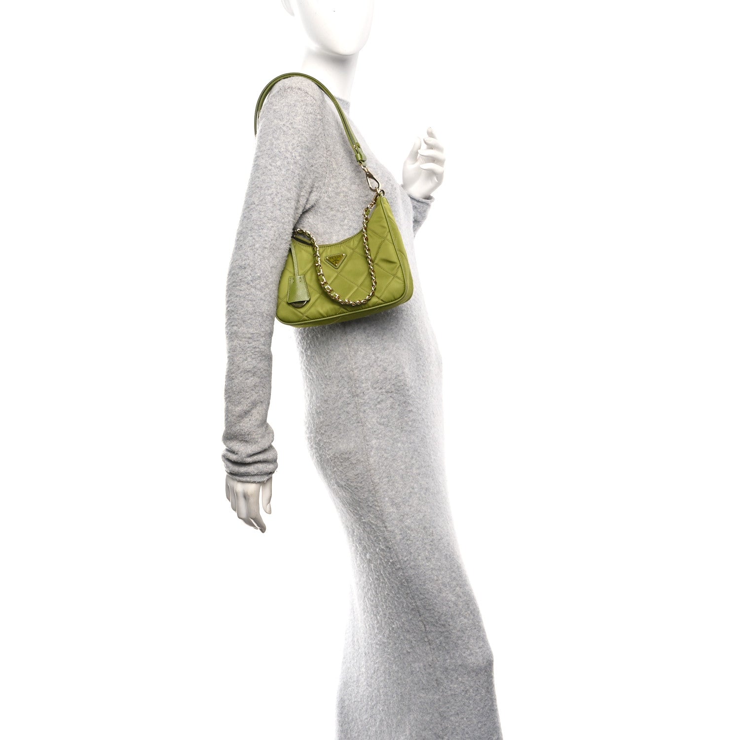 Prada Re-Nylon Saffiano Stitched Mini Re-Edition 1995 Chaine Shoulder Bag Edera