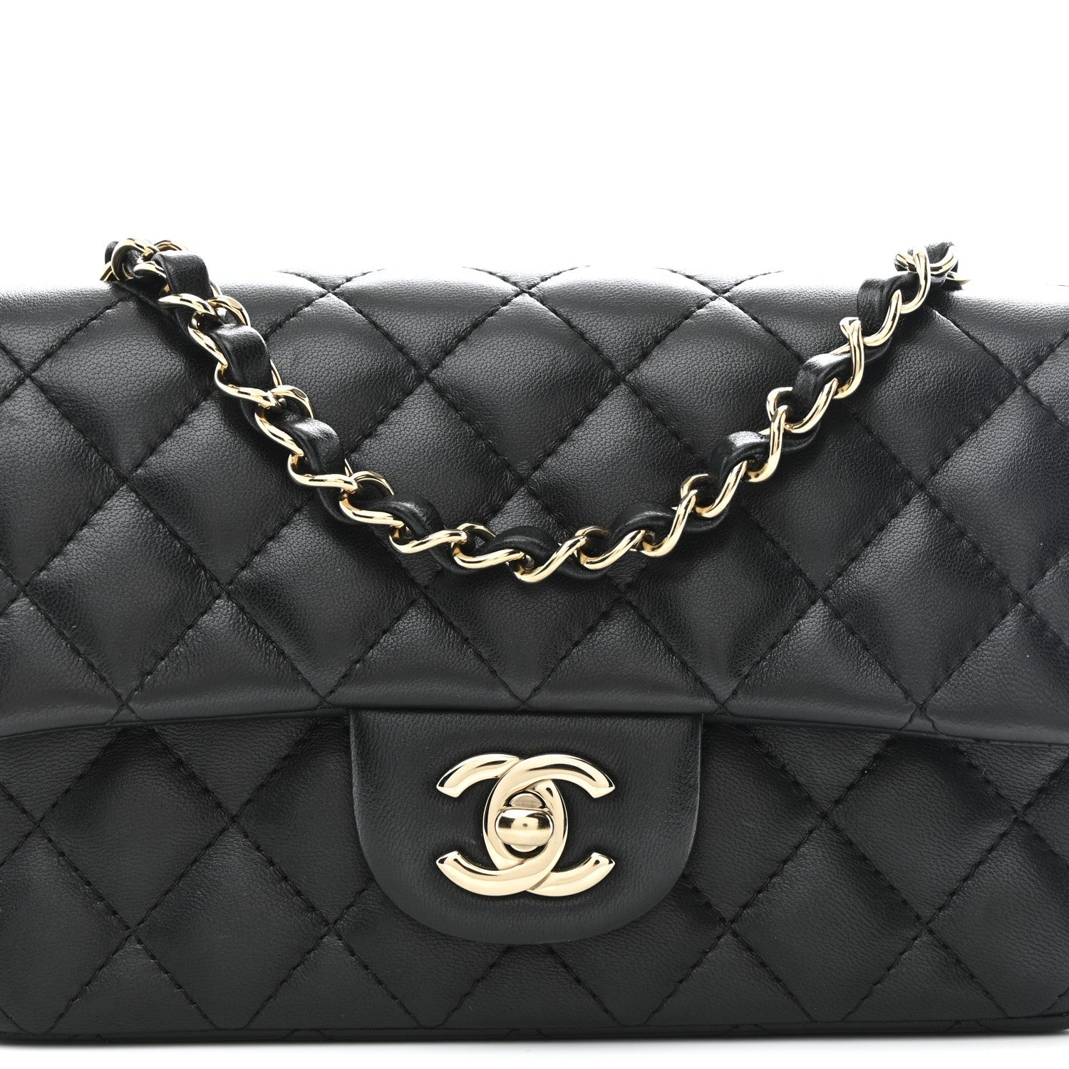 Chanel Lambskin Quilted Mini Rectangular Flap Black