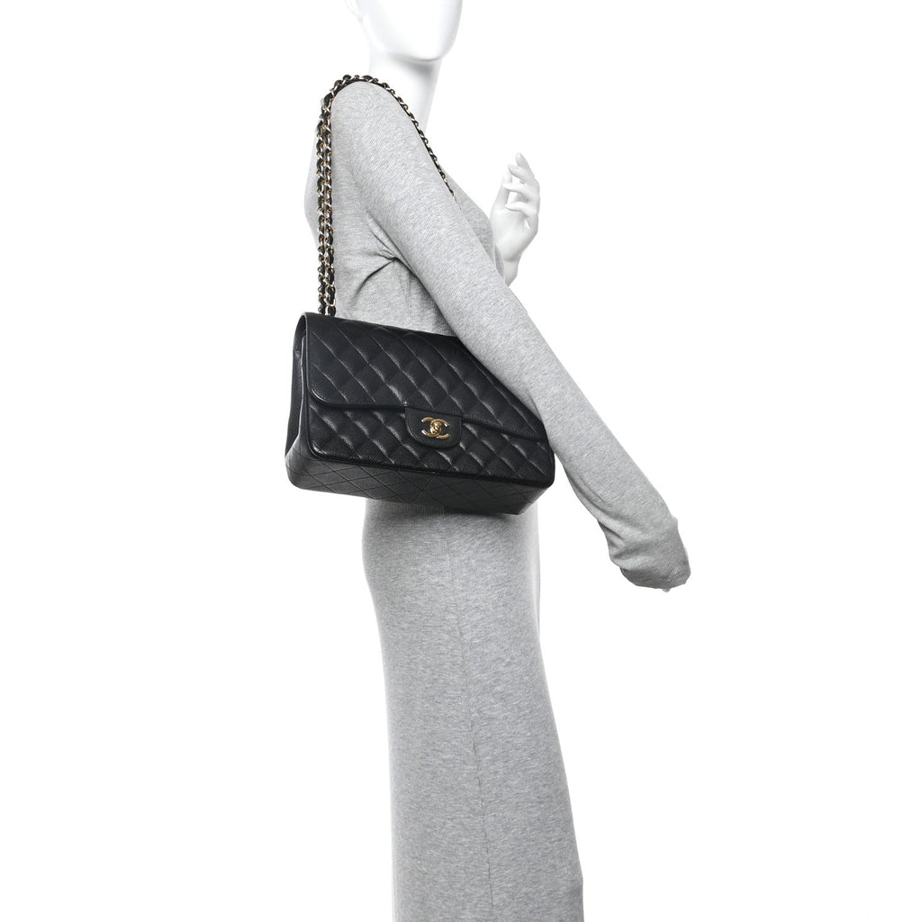 Chanel Caviar Quilted Jumbo Double Flap Black