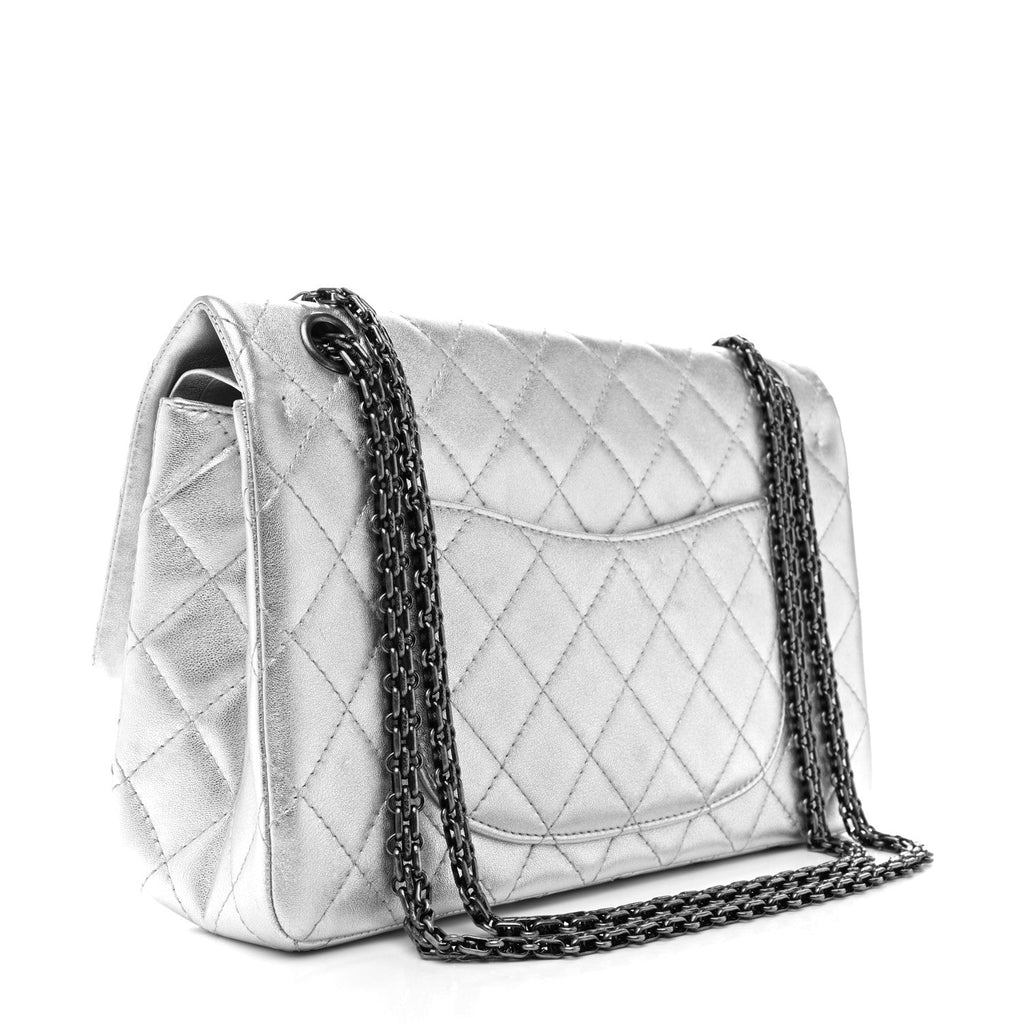 Chanel Metallic Lambskin Quilted 2.55 Reissue 226 Flap Silver