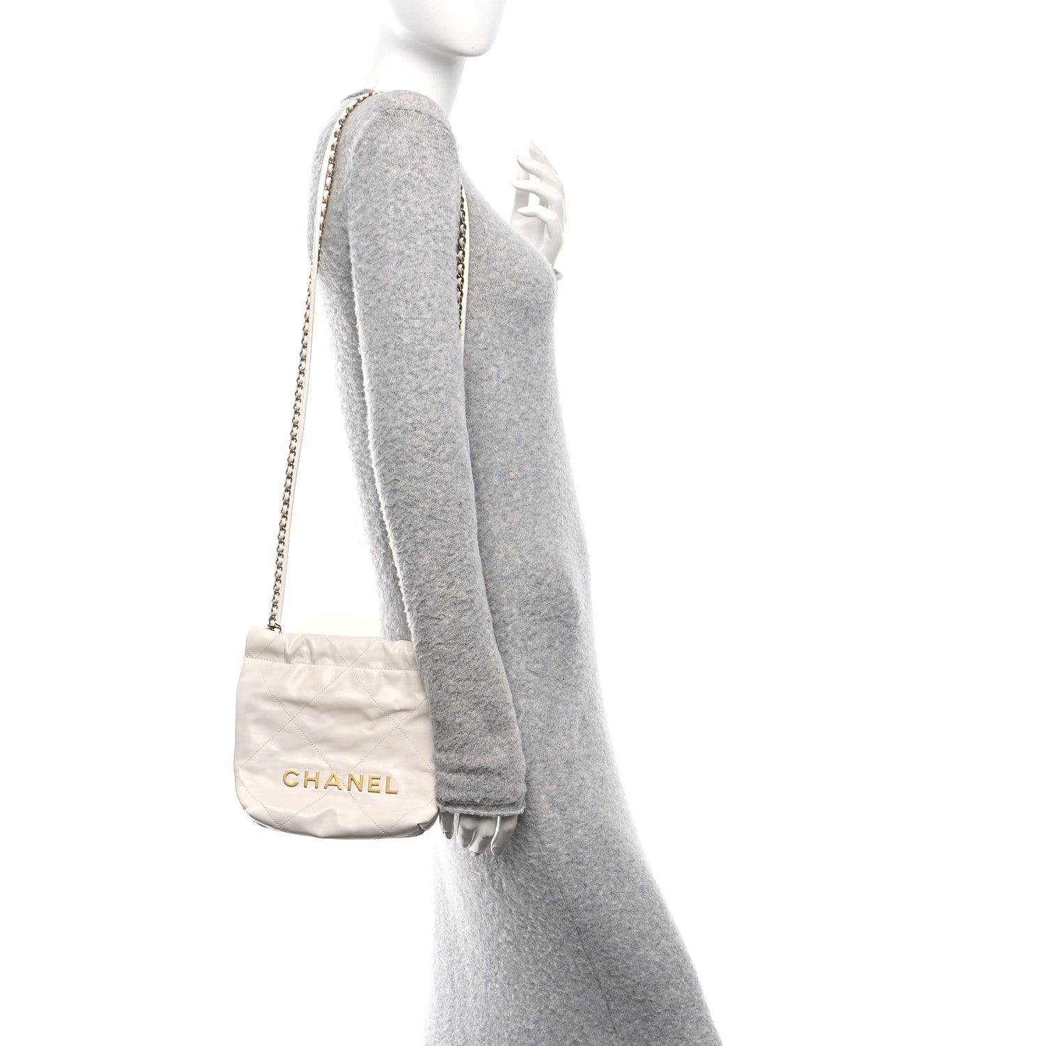 Chanel Shiny Calfskin Quilted Mini Chanel 22 White