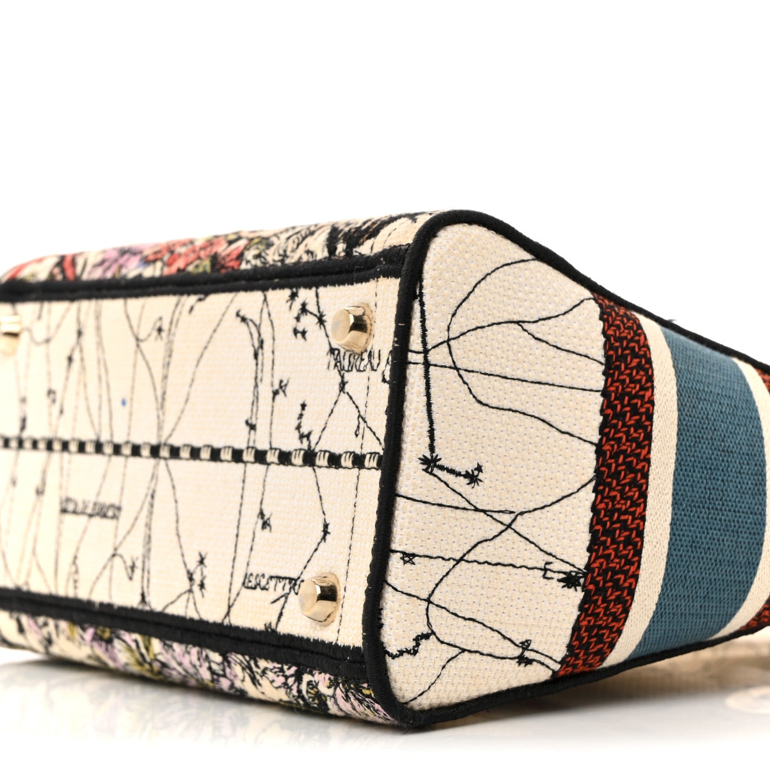Christian Dior Canvas Constellation Embroidered Medium Lady D-Lite Latte Multicolor