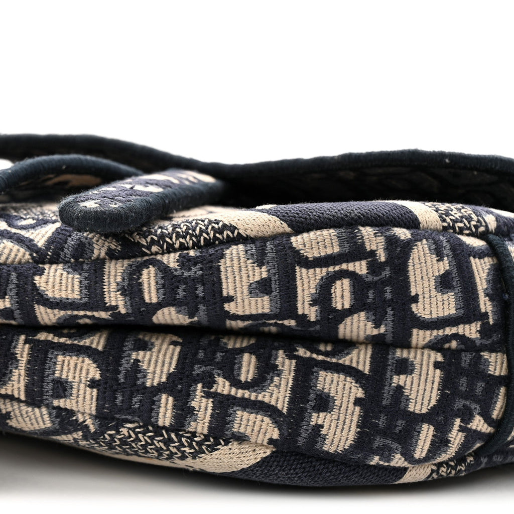 Christian Dior Oblique Embroidered Saddle Bag Blue