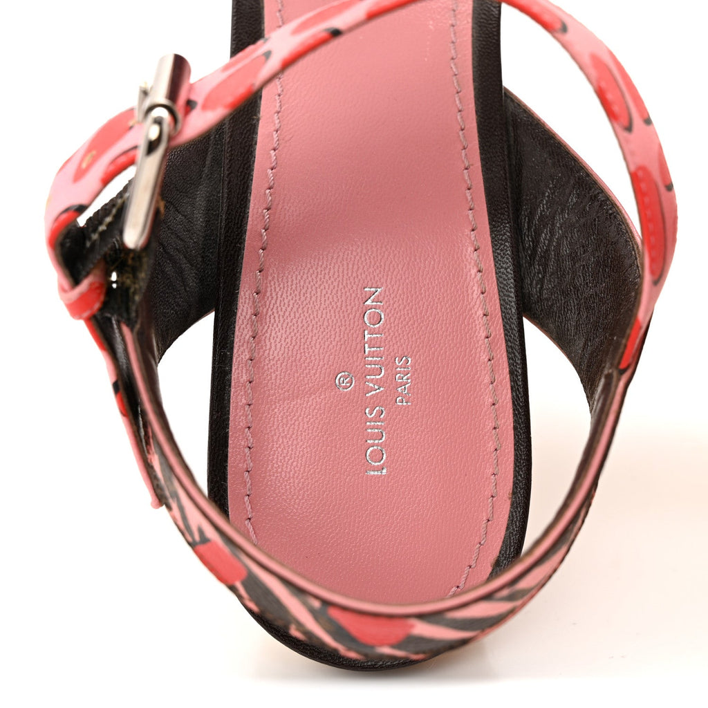 Louis Vuitton Monogram Jungle Dots Espadrille Wedge Sandals 39.5 Sugar Pink Poppy