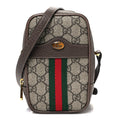 Gucci GG Supreme Monogram Web Mini Ophidia Double Zip Crossbody Bag Beige New Acero