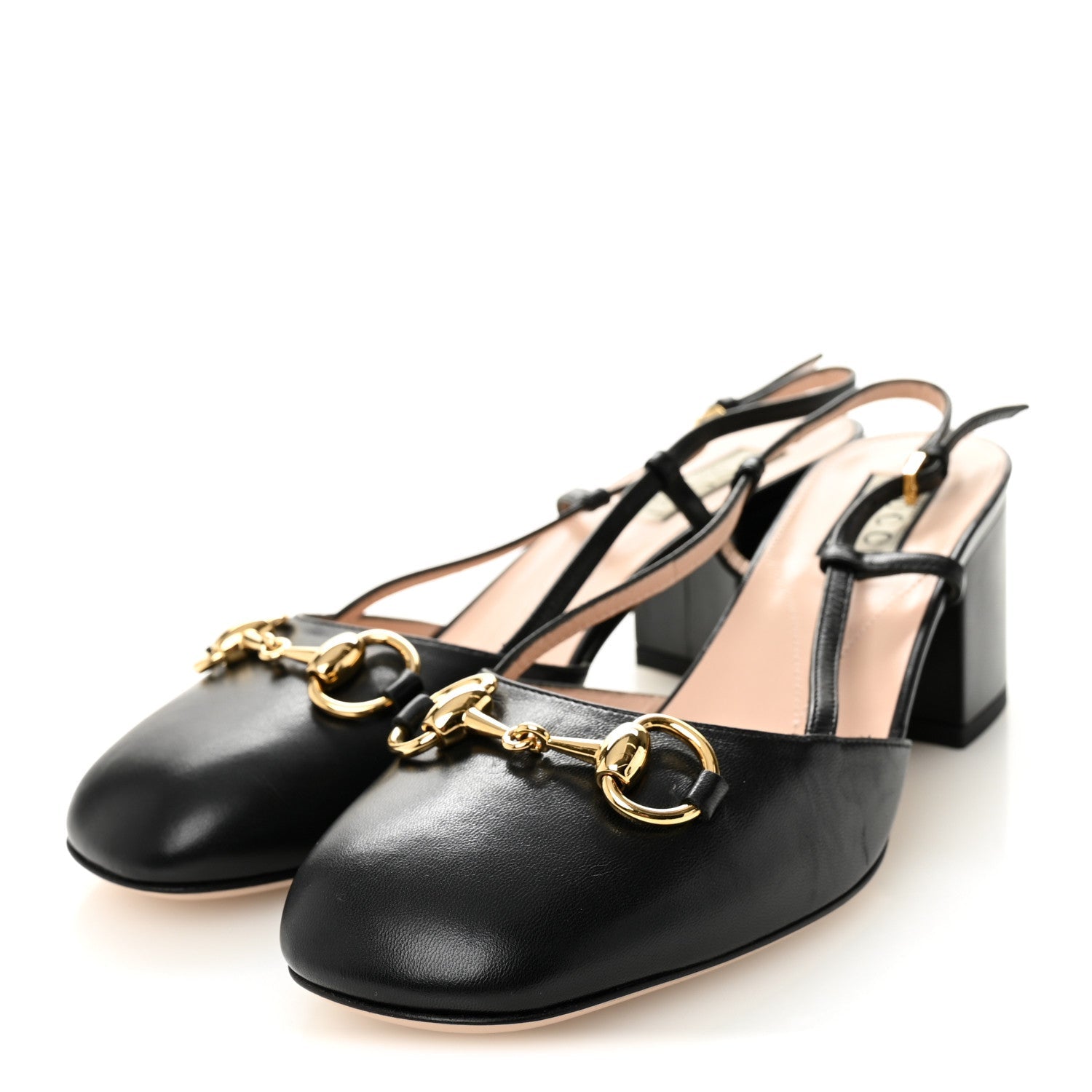Gucci Malaga Kid Horsebit 70mm Slingback Pumps 36  Black