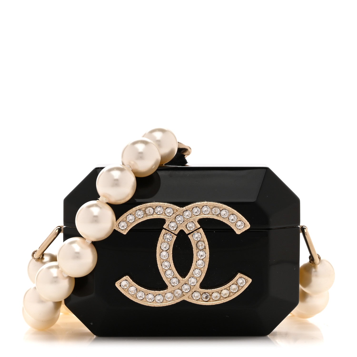 Resin Crystal Pearl Airpods Pro Holder Necklace Black Pearly White