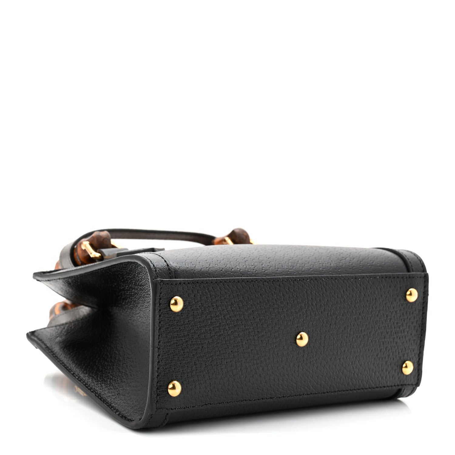 Gucci Textured Dollar Calfskin Web Mini Diana Tote Bag Black
