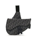 Christian Dior Oblique Mens Saddle Bag Black Blue