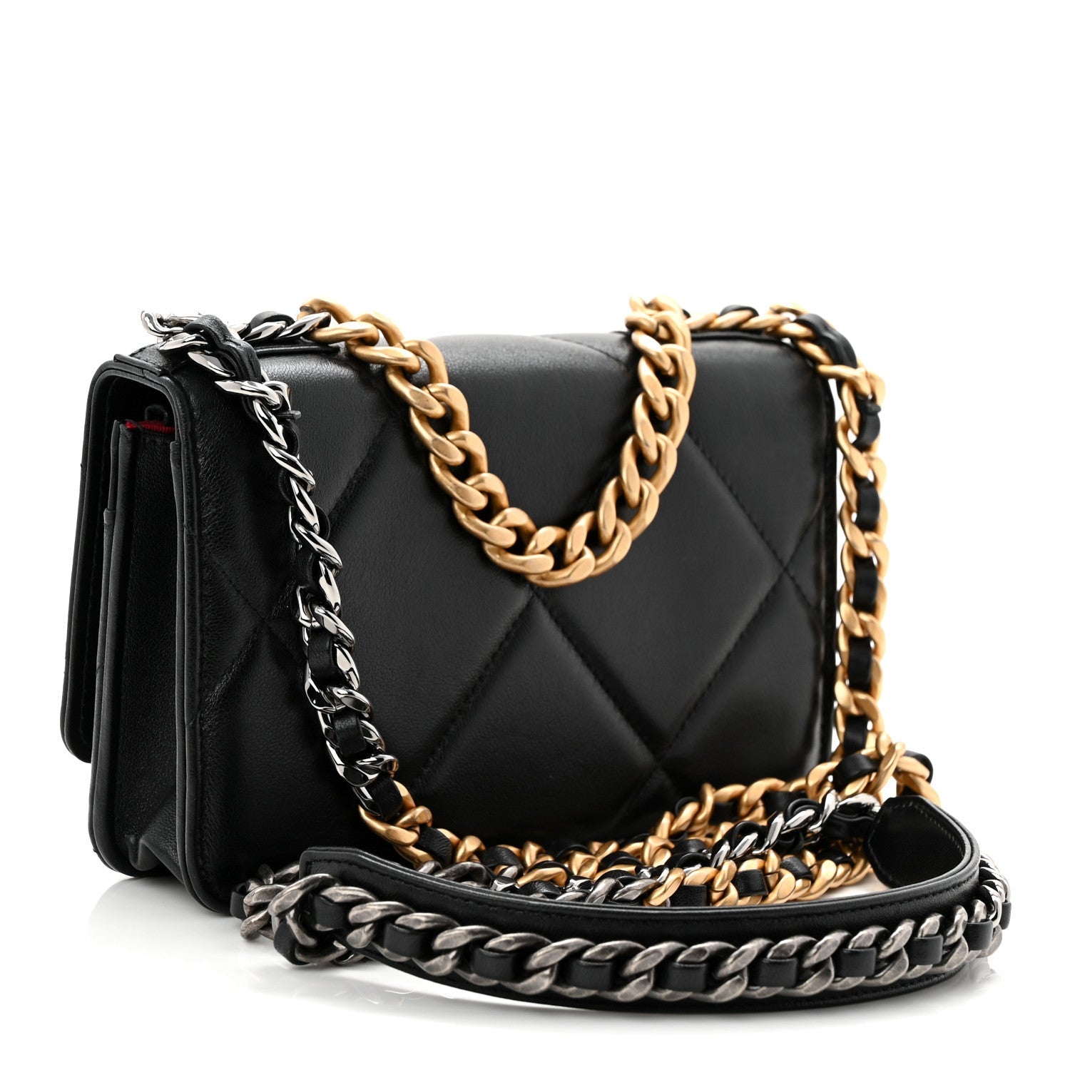 Chanel Lambskin Quilted Chanel 19 Wallet On Chain WOC Black