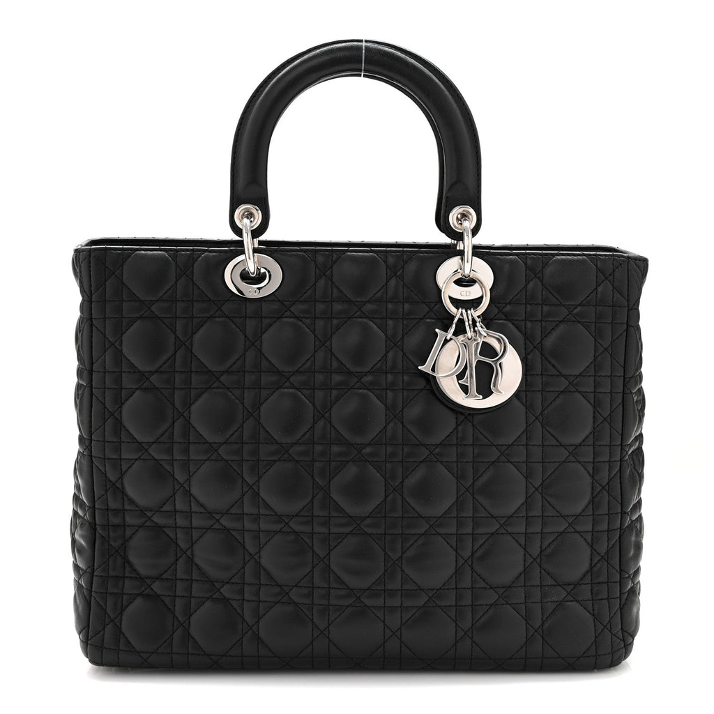 Christian Dior Lambskin Cannage Large Lady Dior Black