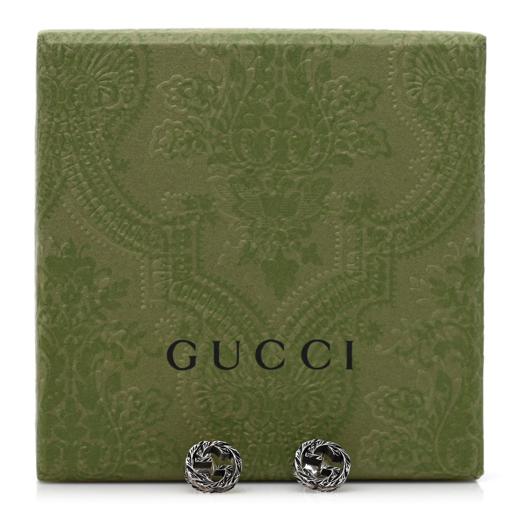 Gucci Sterling Silver Textured Interlocking G Single Stud Earring