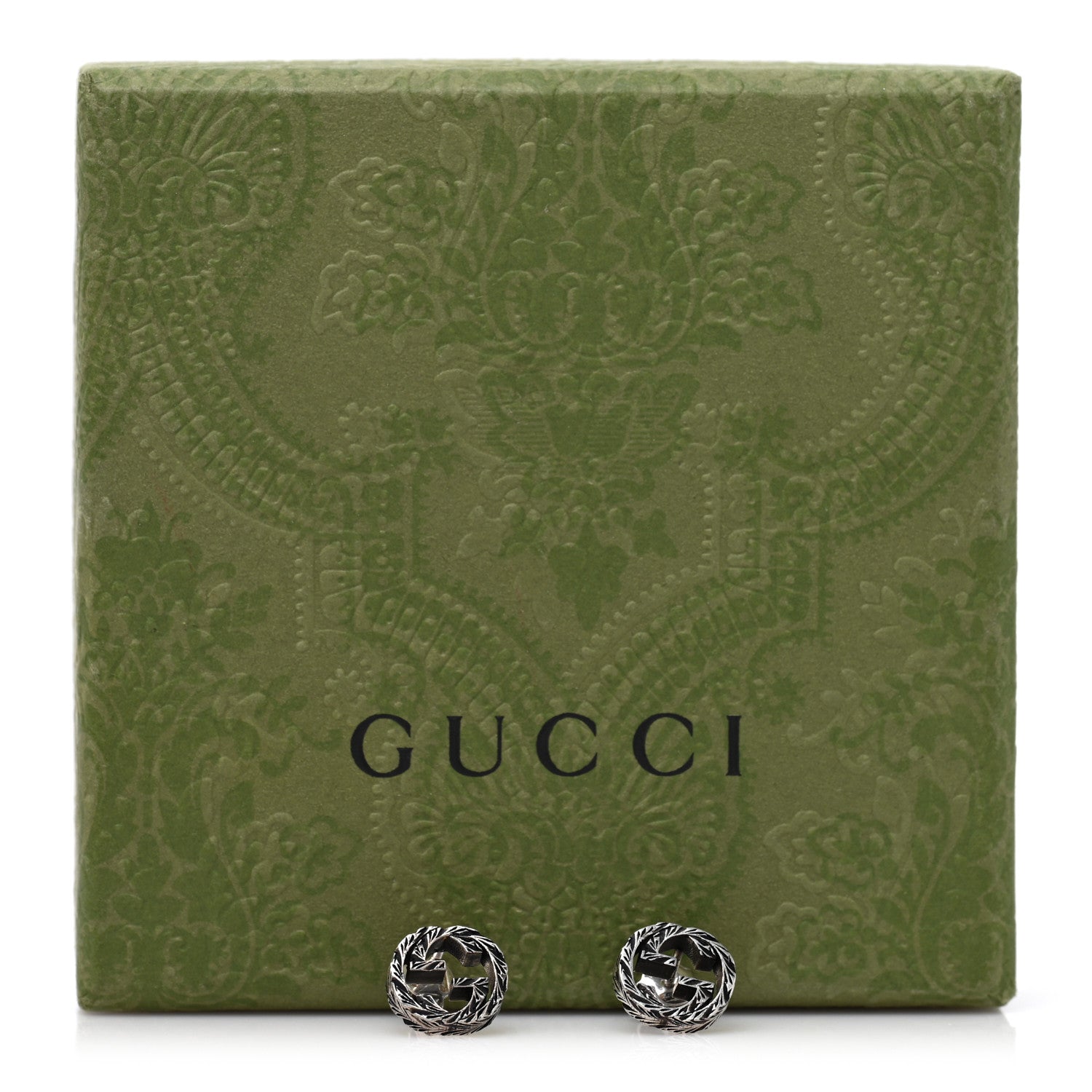 Gucci Sterling Silver Textured Interlocking G Single Stud Earring