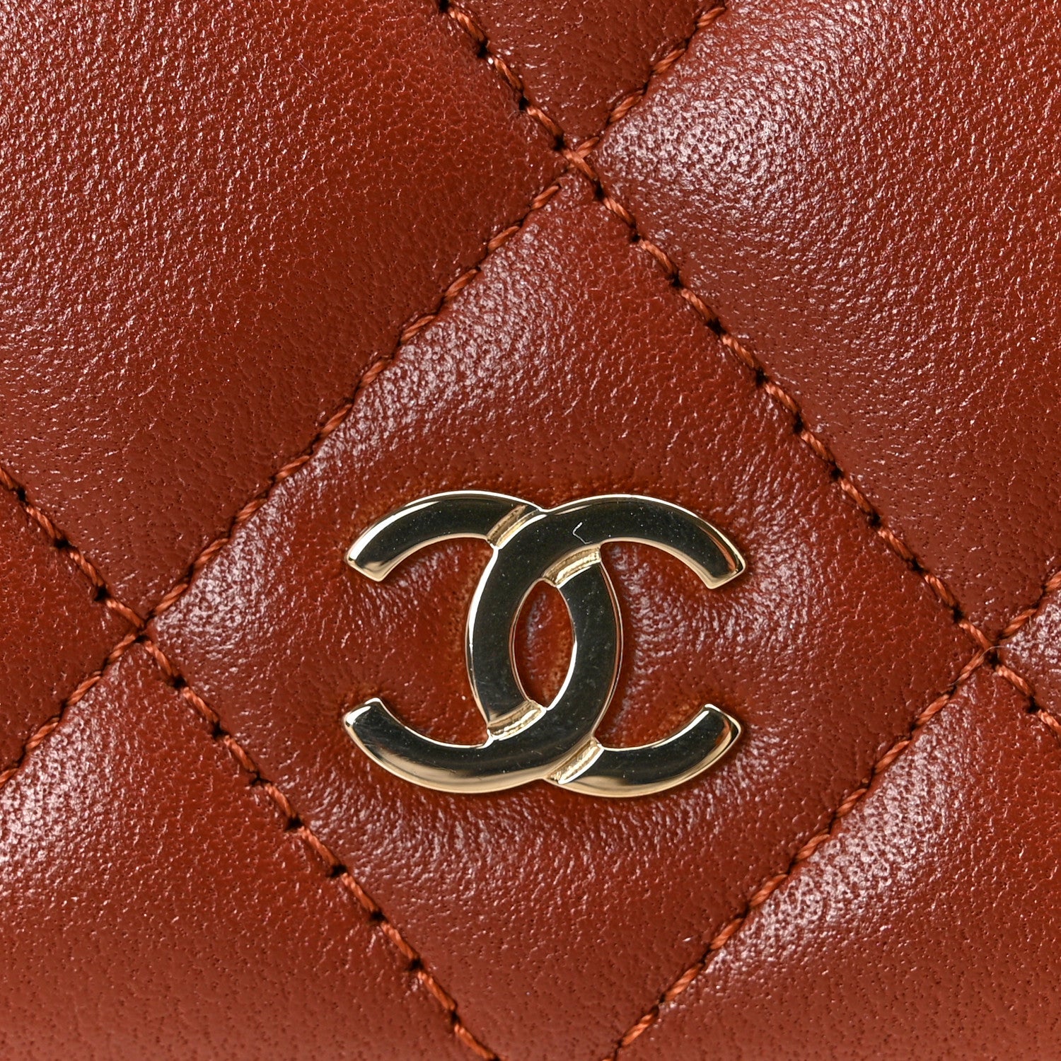 Chanel Lambskin Quilted Wallet On Chain WOC Brown