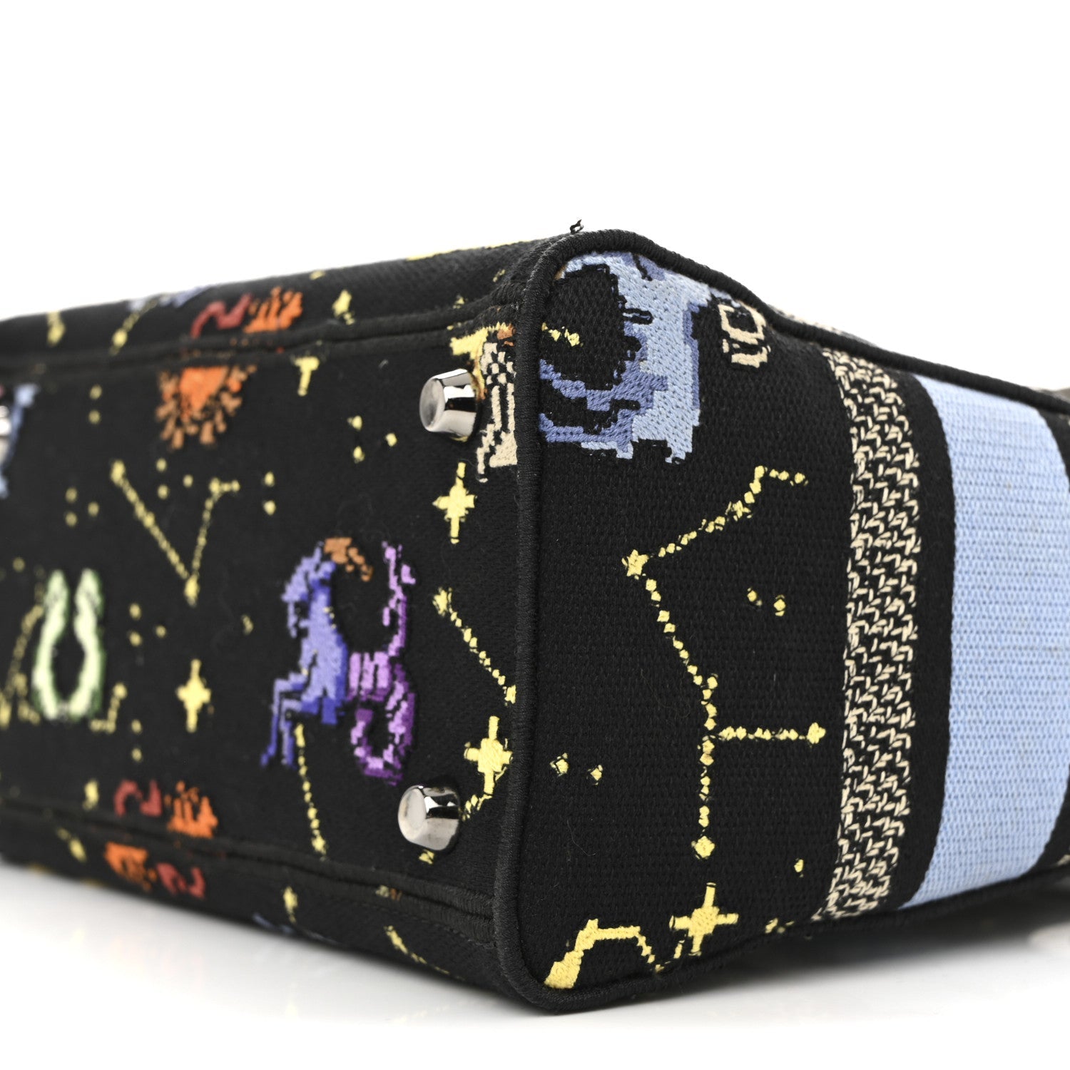Christian Dior Canvas Pixel Zodiac Embroidered Medium Lady D-Lite Nero Multicolor