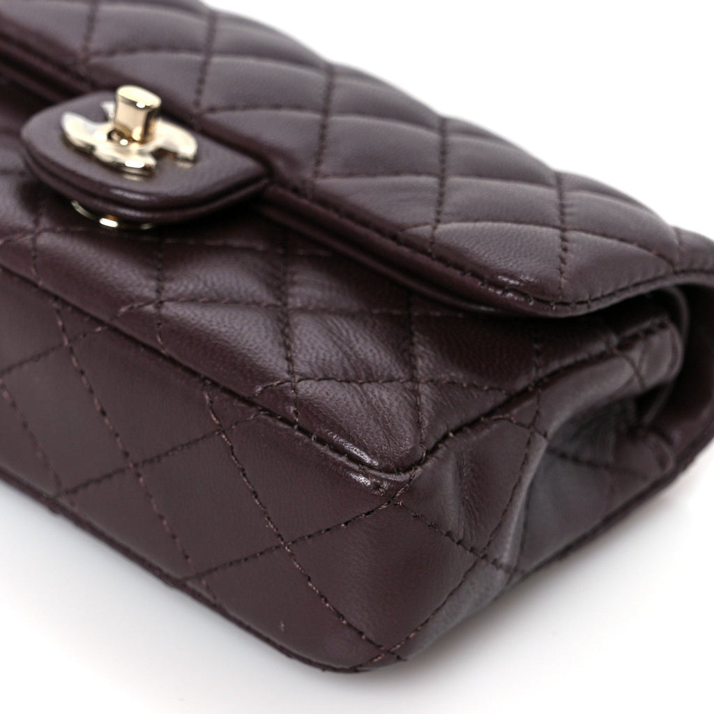 Chanel Lambskin Quilted Mini Flap Bag Charm With Hook Dark Brown