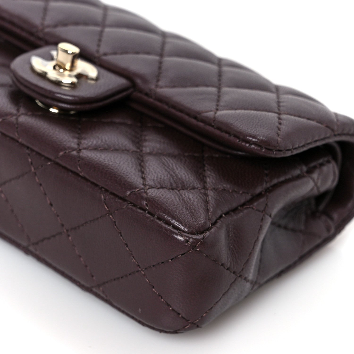 Chanel Lambskin Quilted Mini Flap Bag Charm With Hook Dark Brown