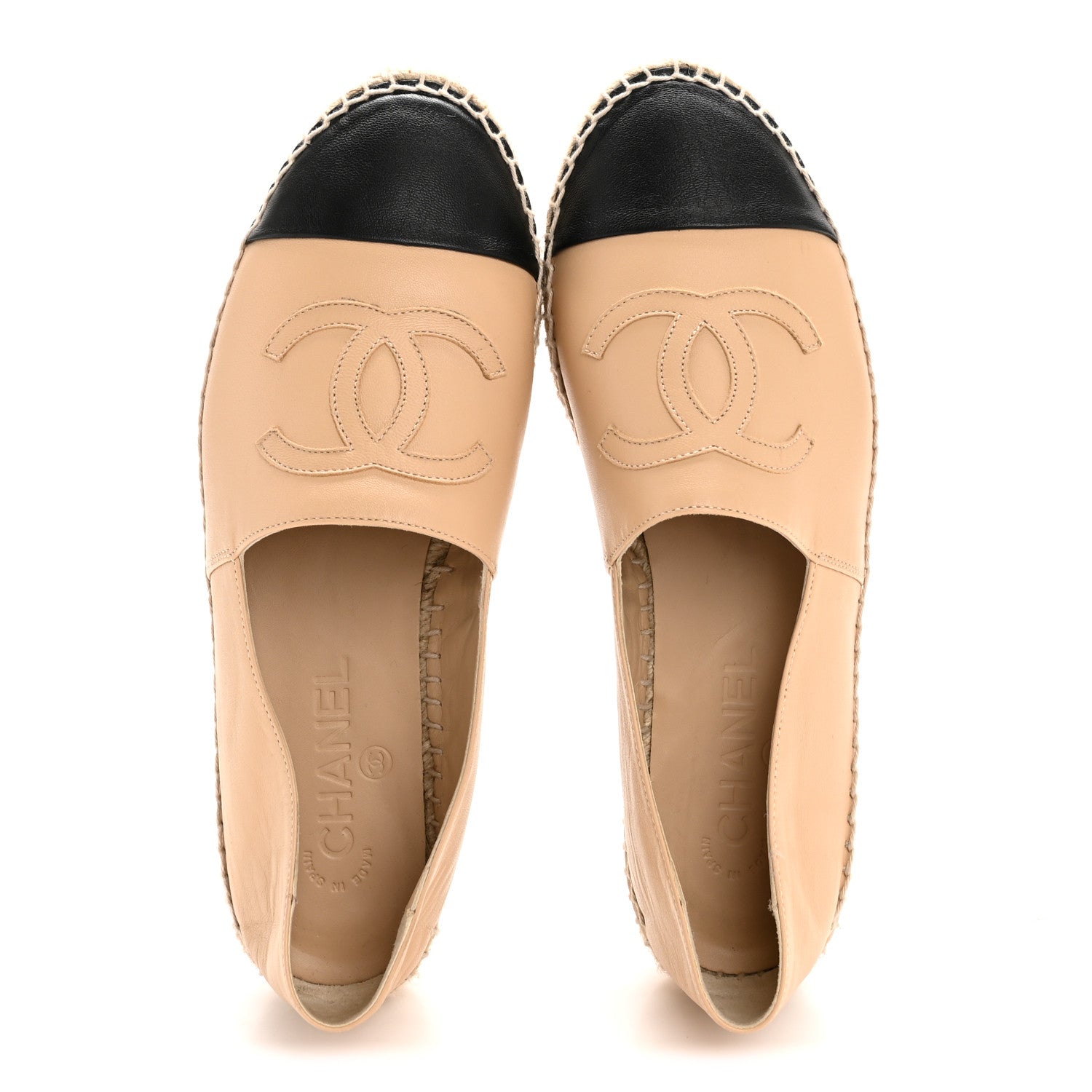Lambskin CC Espadrilles 39 Beige Black