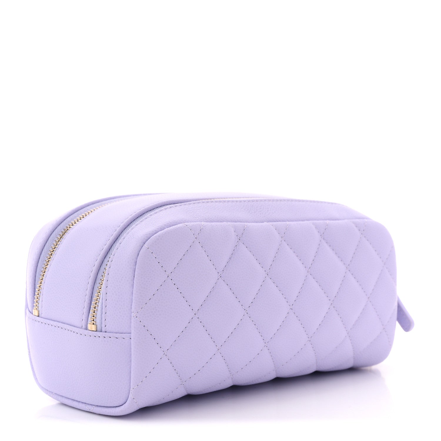 Chanel Caviar Quilted Toiletry Case With Chain Light Purple