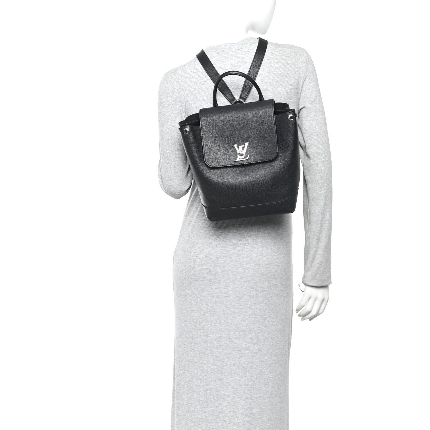 Louis Vuitton Calfskin Lockme Backpack Black