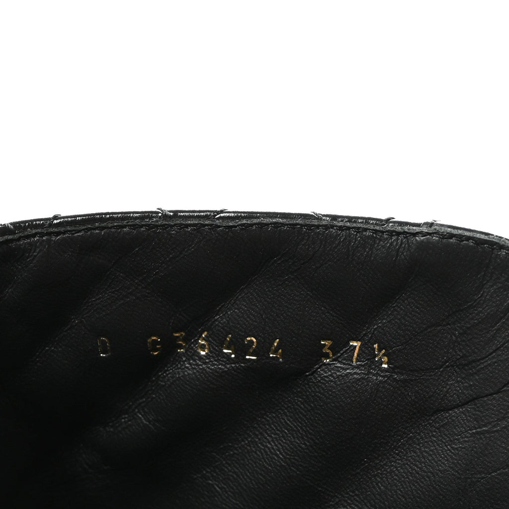 Chanel Shiny Calfskin Quilted Lace Up Combat Boots 37.5 Black