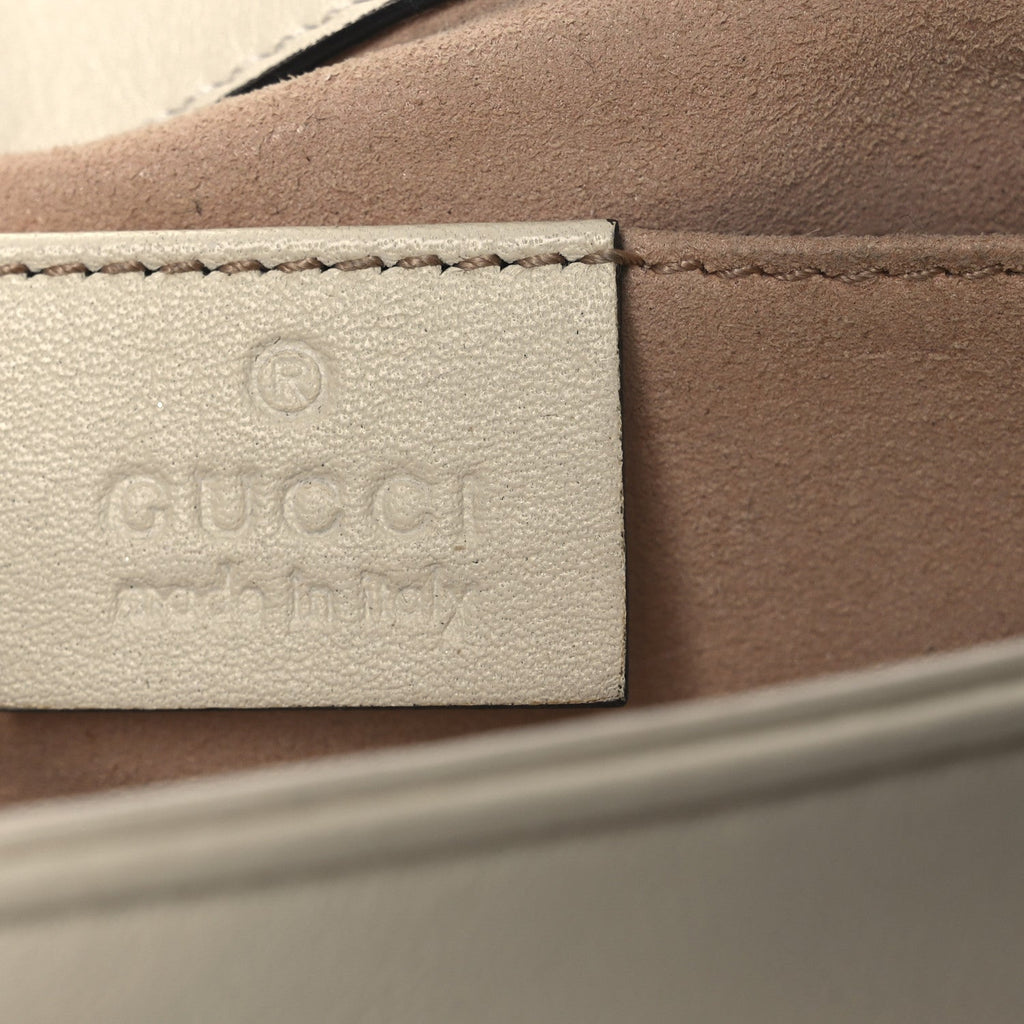 Gucci Calfskin Matelasse Mini GG Marmont Shoulder Bag White