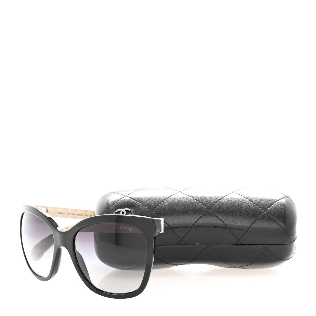 Quilted CC Sunglasses 5288-Q Black Tan
