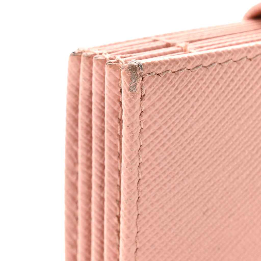 Prada Saffiano Metal Gusseted Card Holder Orchidea