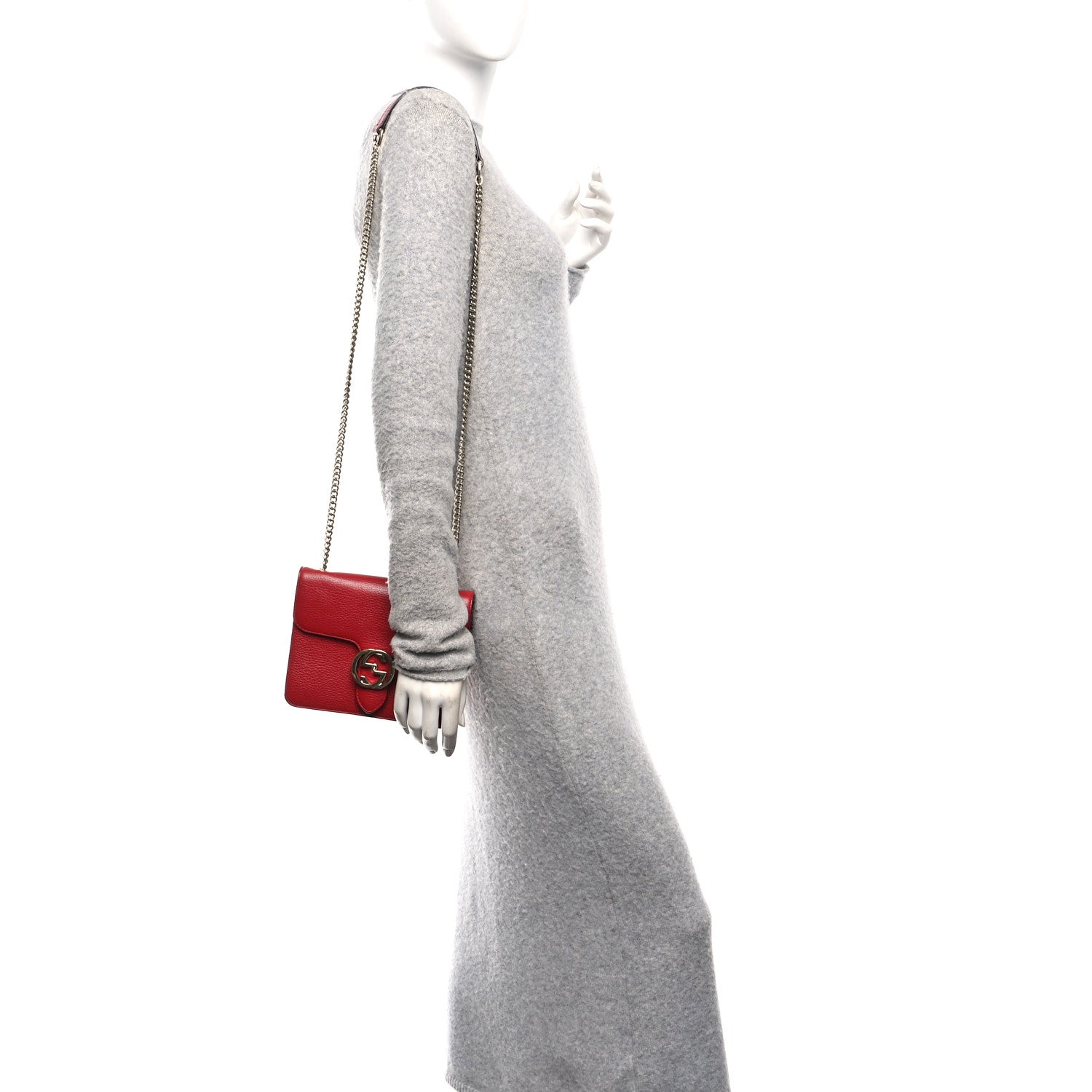 Gucci Dollar Calfskin Small Interlocking G Shoulder Bag Red