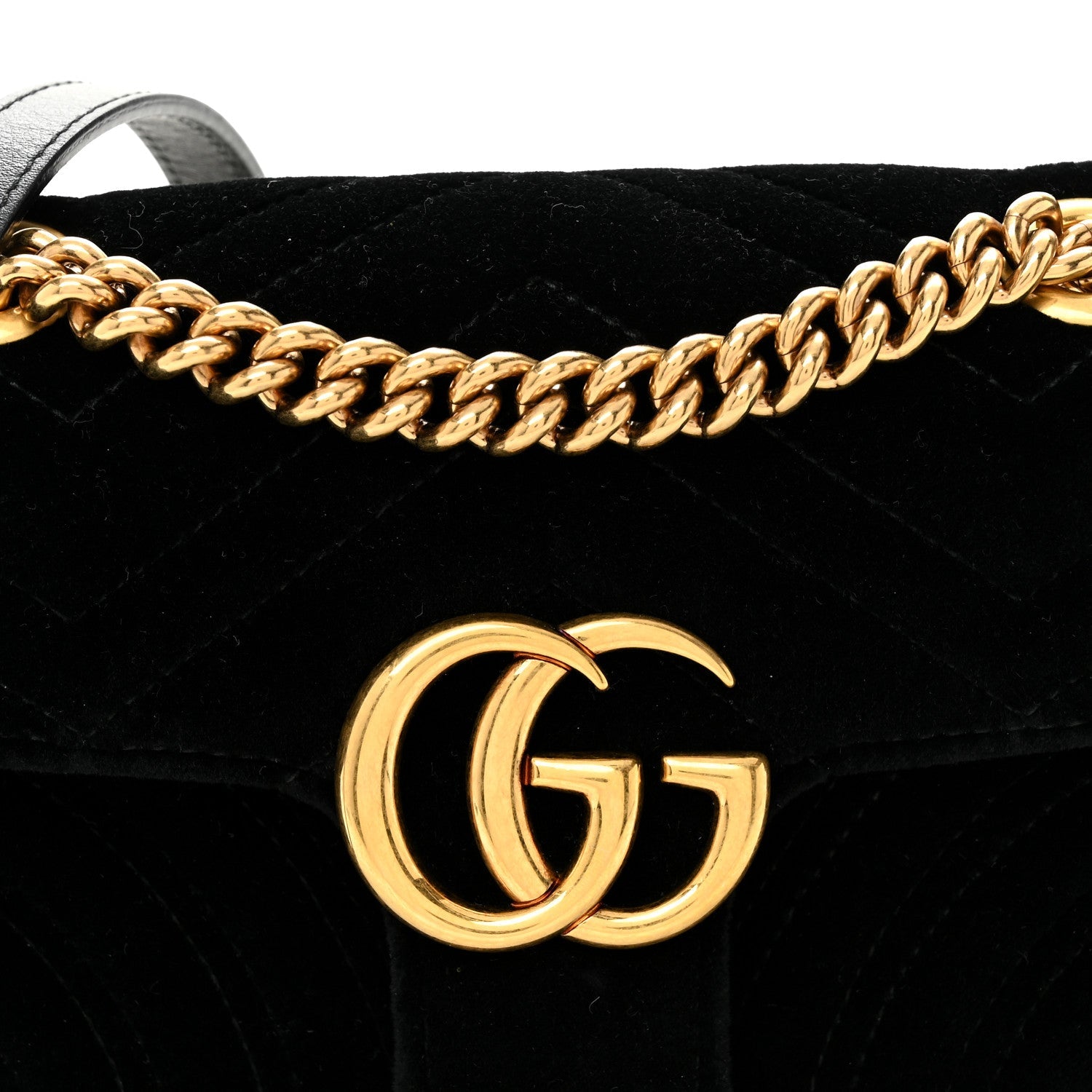 Gucci Velvet Matelasse Mini GG Marmont Shoulder Bag Black