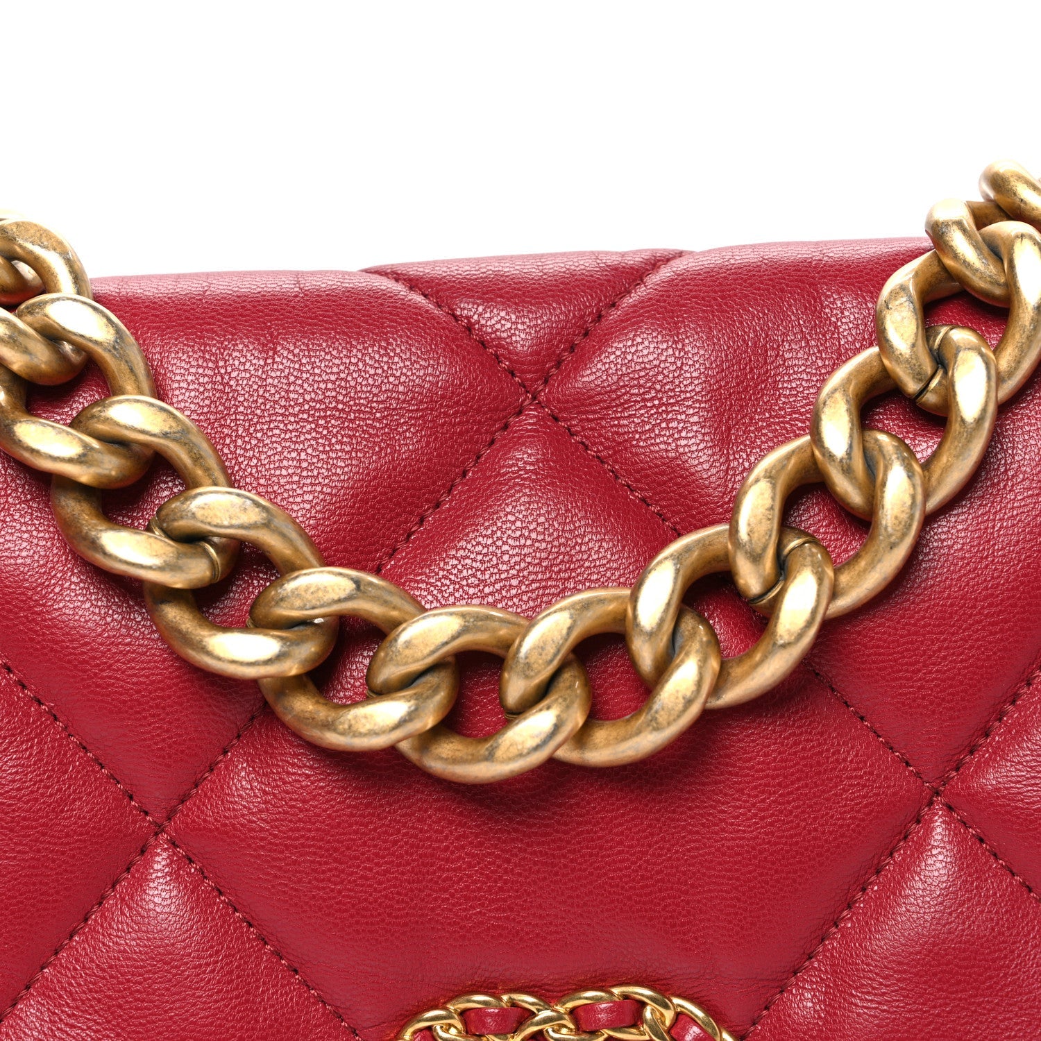 Chanel Lambskin Quilted Large Chanel 19 Flap Red
