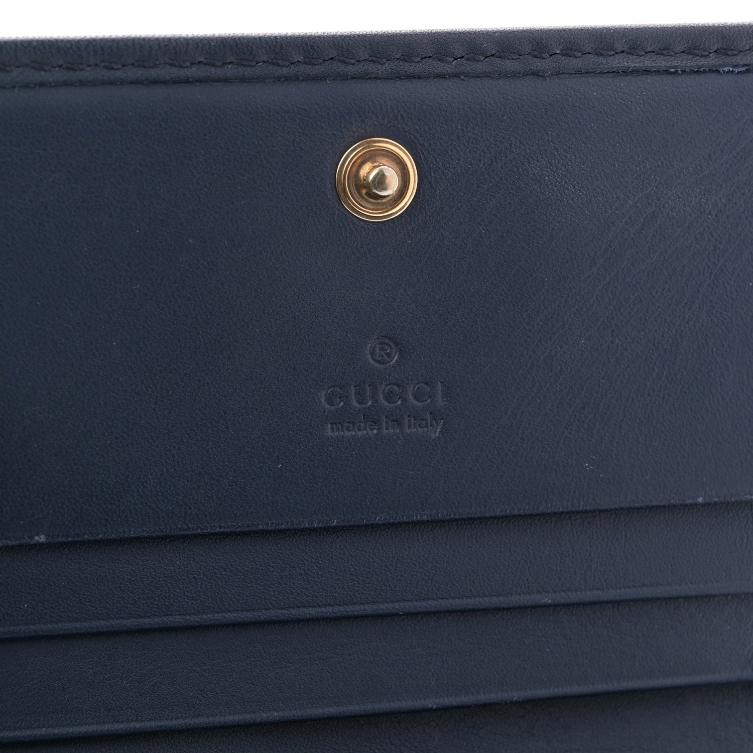 Gucci Denim Matelasse Pearly GG Marmont Card Case Wallet Blue