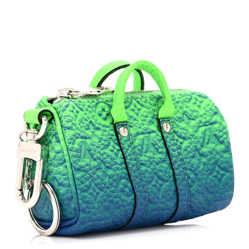 Louis Vuitton Taurillon Illusion Mini Keepall Earphones Pouch Bleu Vert