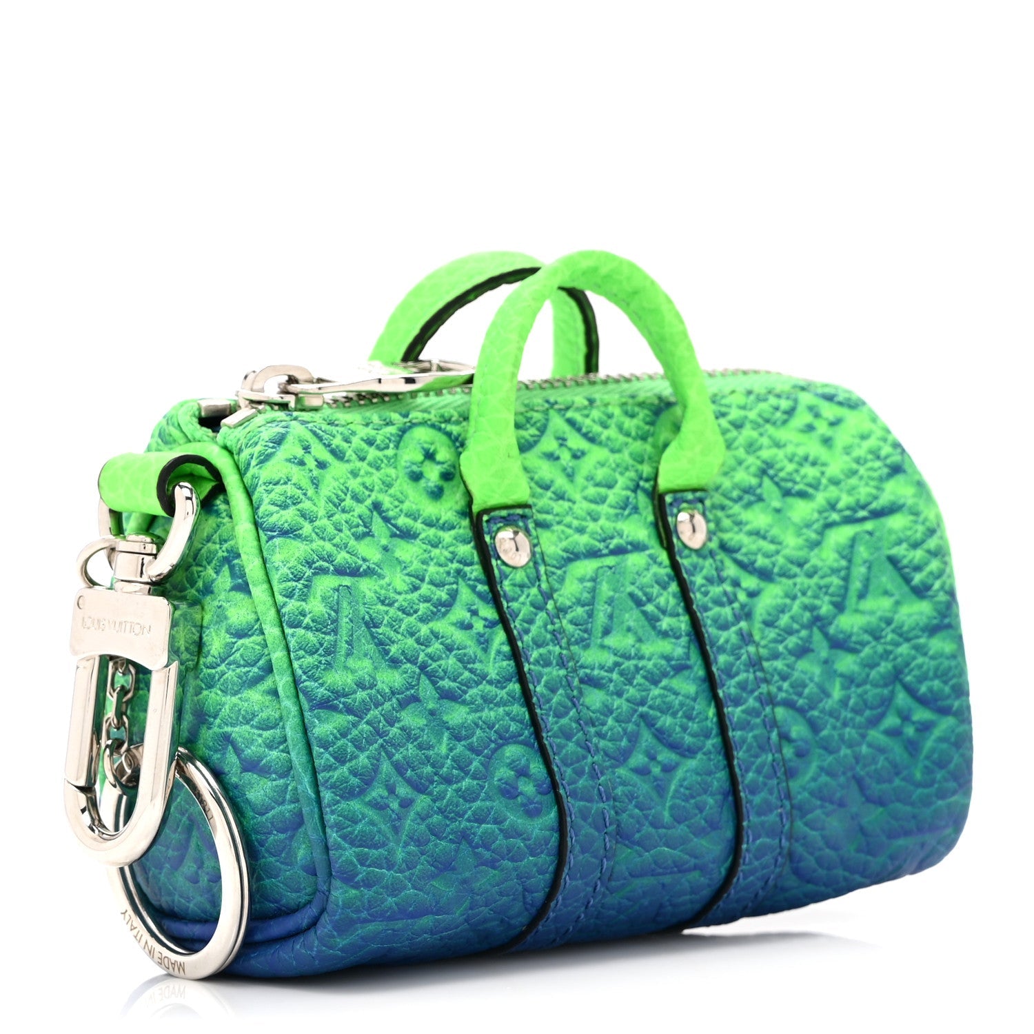 Louis Vuitton Taurillon Illusion Mini Keepall Earphones Pouch Bleu Vert