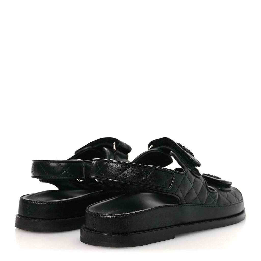 Lambskin Velcro Dad Sandals 39 Black