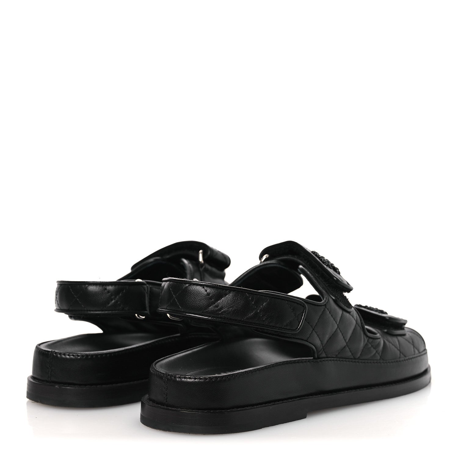 Lambskin Velcro Dad Sandals 39 Black