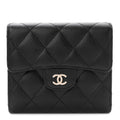 Caviar Quilted Compact Flap Wallet Black
